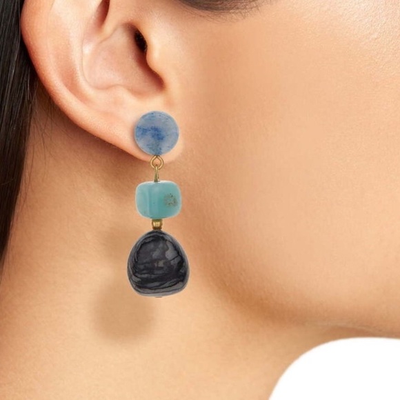 Madewell Earrings Semiprecious Stones New With Tag Rare Statement - Picture 6 of 8